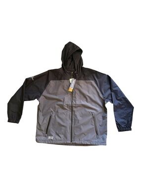 NEW DRI-DUCK XXL Hooded Rain Jacket Black Gray Full Zip Lightweight Windbreaker